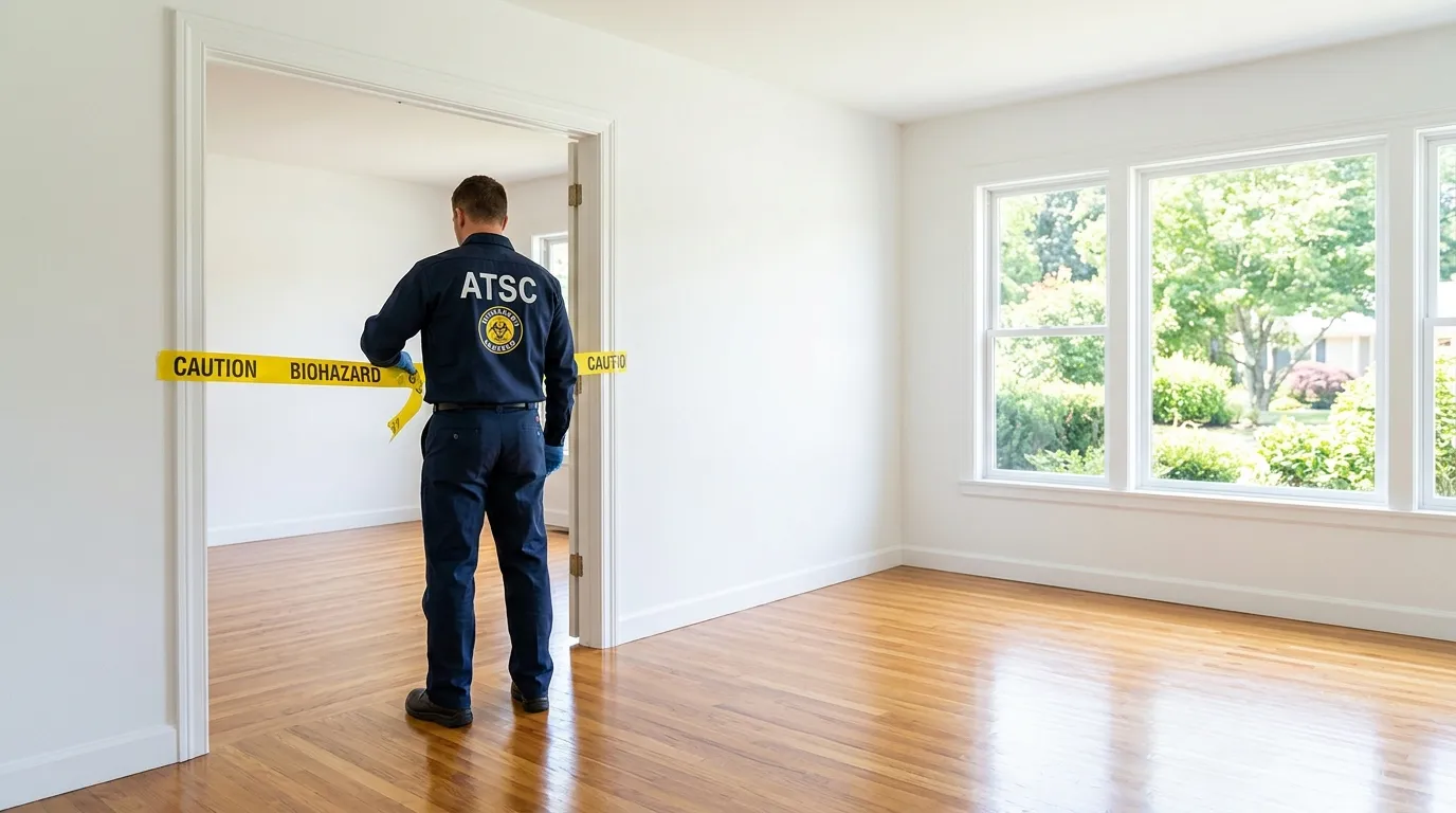 Certified biohazard cleanup crew performing Trauma Scene Cleanup in East Rockaway